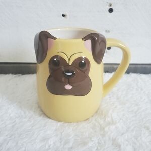 TAG 3D Pug Dog Puppy Face Collectible Yellow Brown Ceramic Coffee Mug